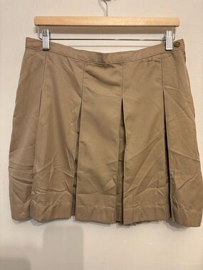 Lands' End Khaki Pleated Mini Skirt